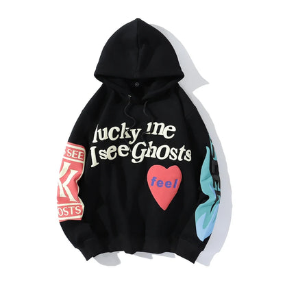 Graffiti Letter Oversized Hoodie – Unisex Casual Pullover Sweatshirt