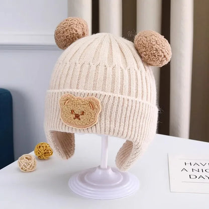 Cute Bear Ear Baby Wool Hat – Warm Knitted Winter Hat for Children