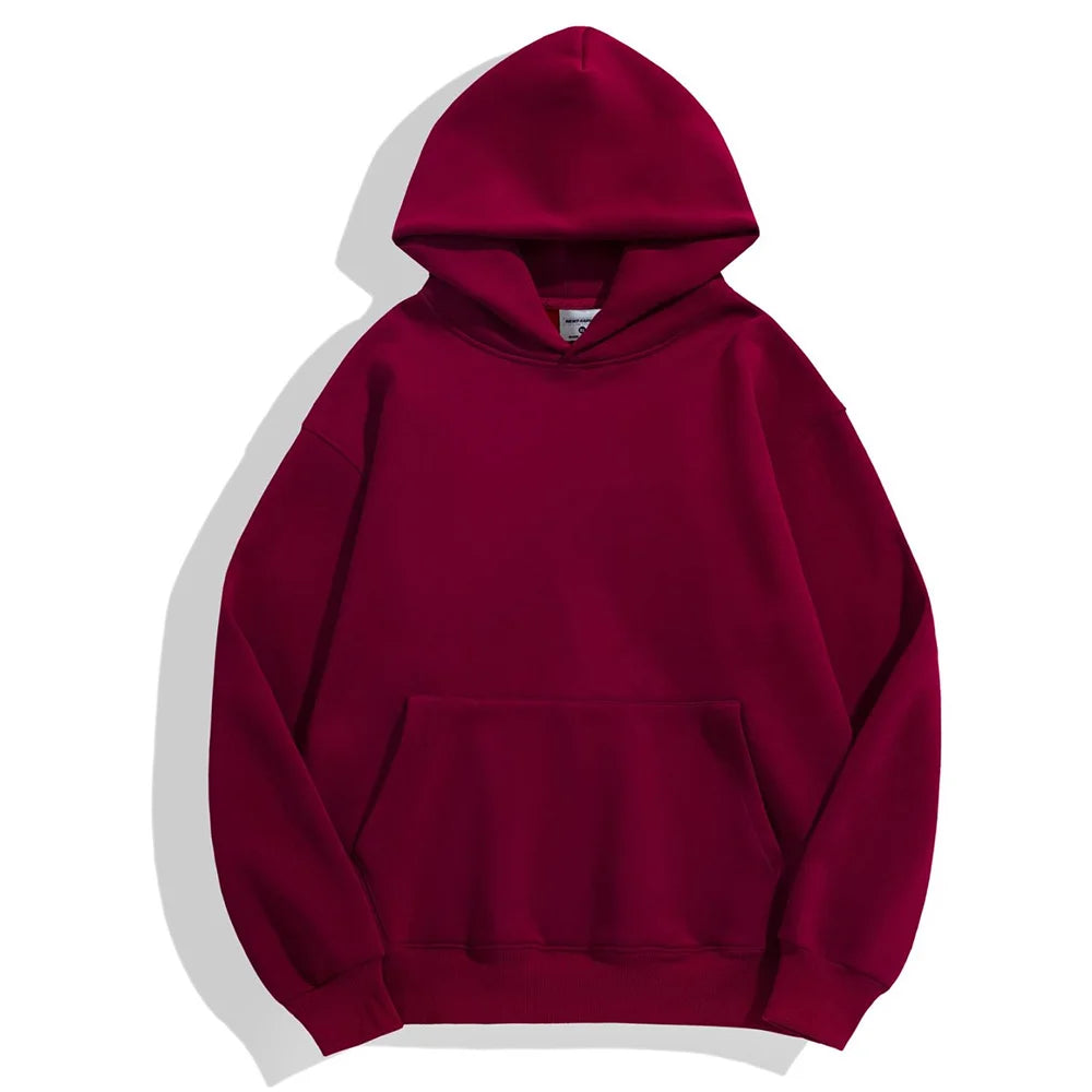 Heavyweight Cotton Velvet Hooded Pullover Sweatshirt for Men & Women