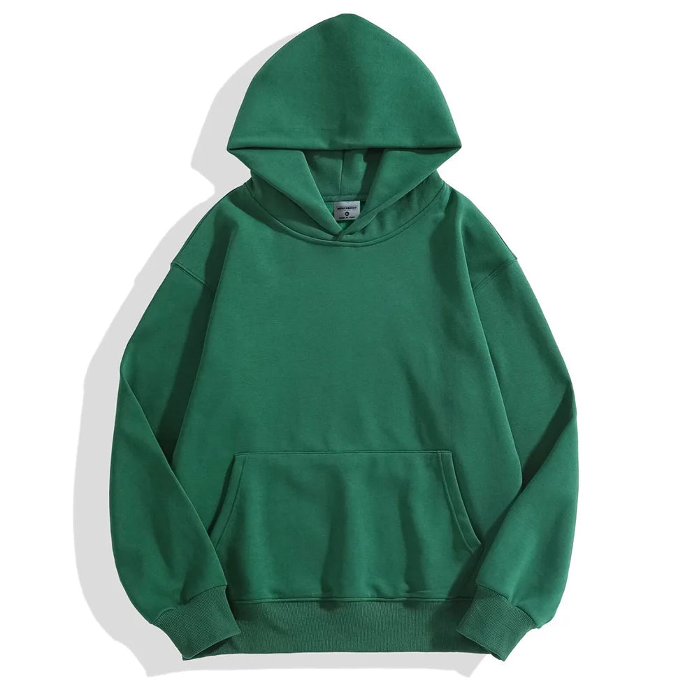 Heavyweight Cotton Velvet Hooded Pullover Sweatshirt for Men & Women