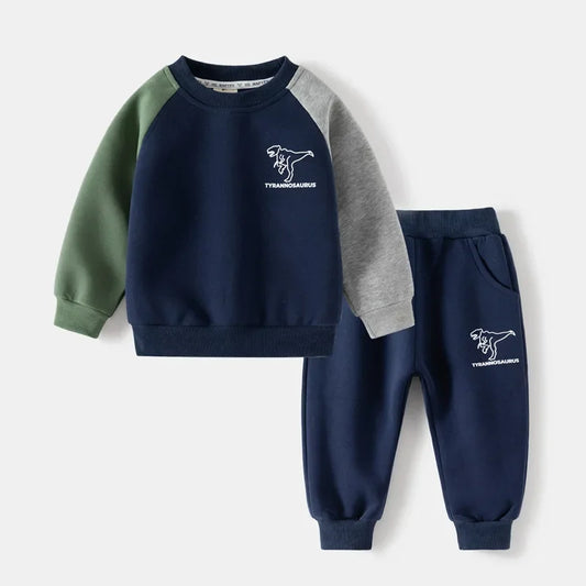 Spring & Autumn Boys' Color Patchwork 2-Piece Tracksuit