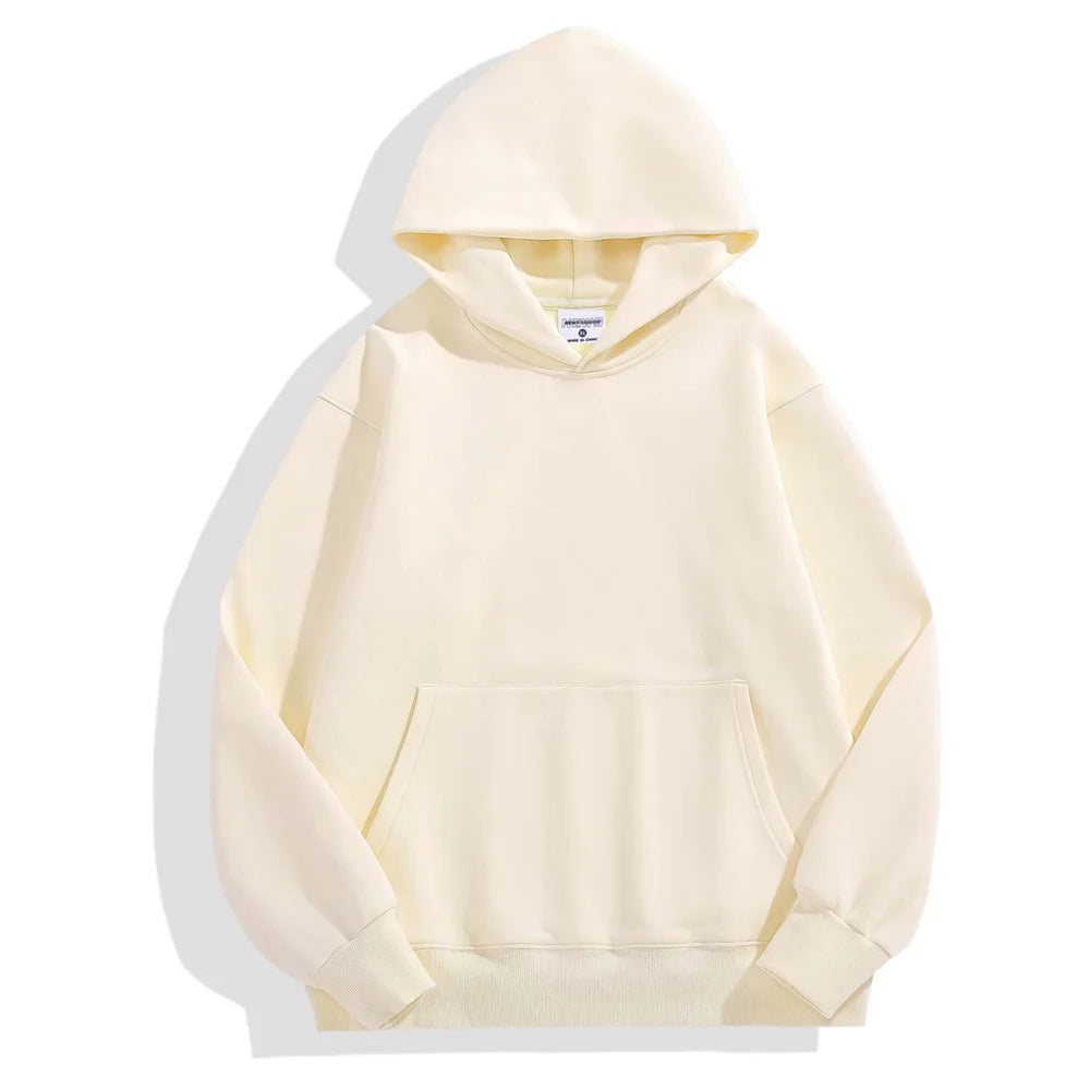 Heavyweight Cotton Velvet Hooded Pullover Sweatshirt for Men & Women