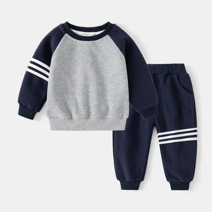 Spring & Autumn Boys' Color Patchwork 2-Piece Tracksuit