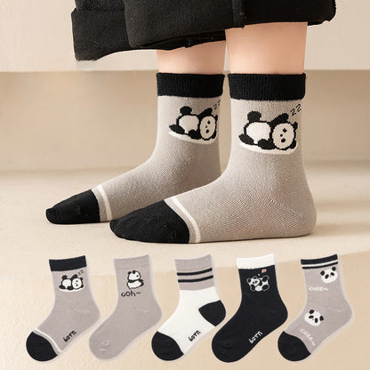 5 Pairs of Cartoon Kitten Baby Socks – All-Season Mid-Tube for Boys & Girls