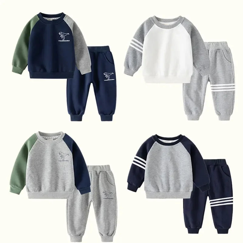 Spring & Autumn Boys' Color Patchwork 2-Piece Tracksuit