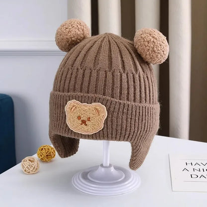 Cute Bear Ear Baby Wool Hat – Warm Knitted Winter Hat for Children