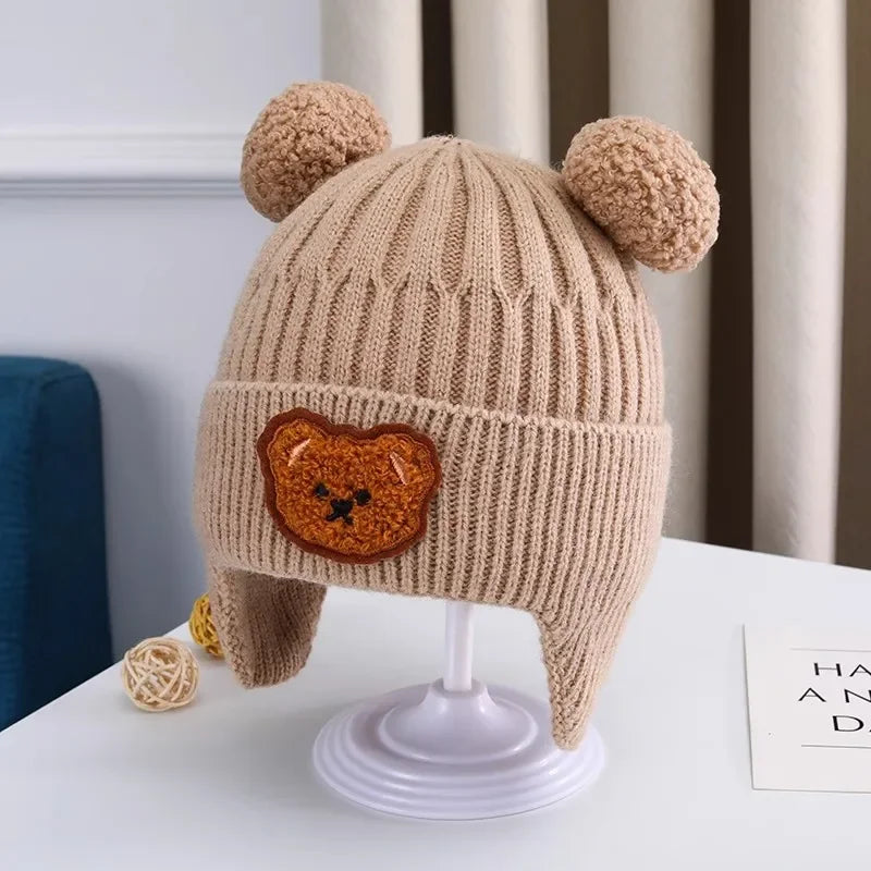 Cute Bear Ear Baby Wool Hat – Warm Knitted Winter Hat for Children